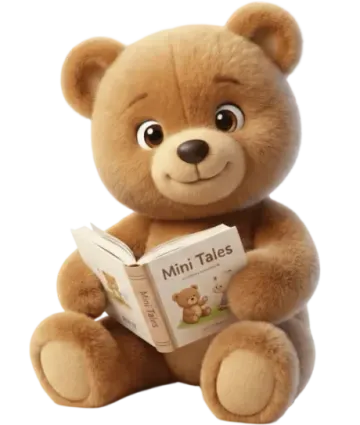 Yasso app mascot bear reading a personalized AI-generated storybook